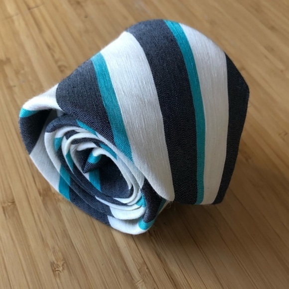 Peter Millar Silk Tie In Cream And Light Blue - Picture 2 of 8